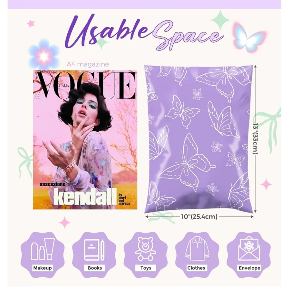 15 Purple Butterfly Polymailer Packages